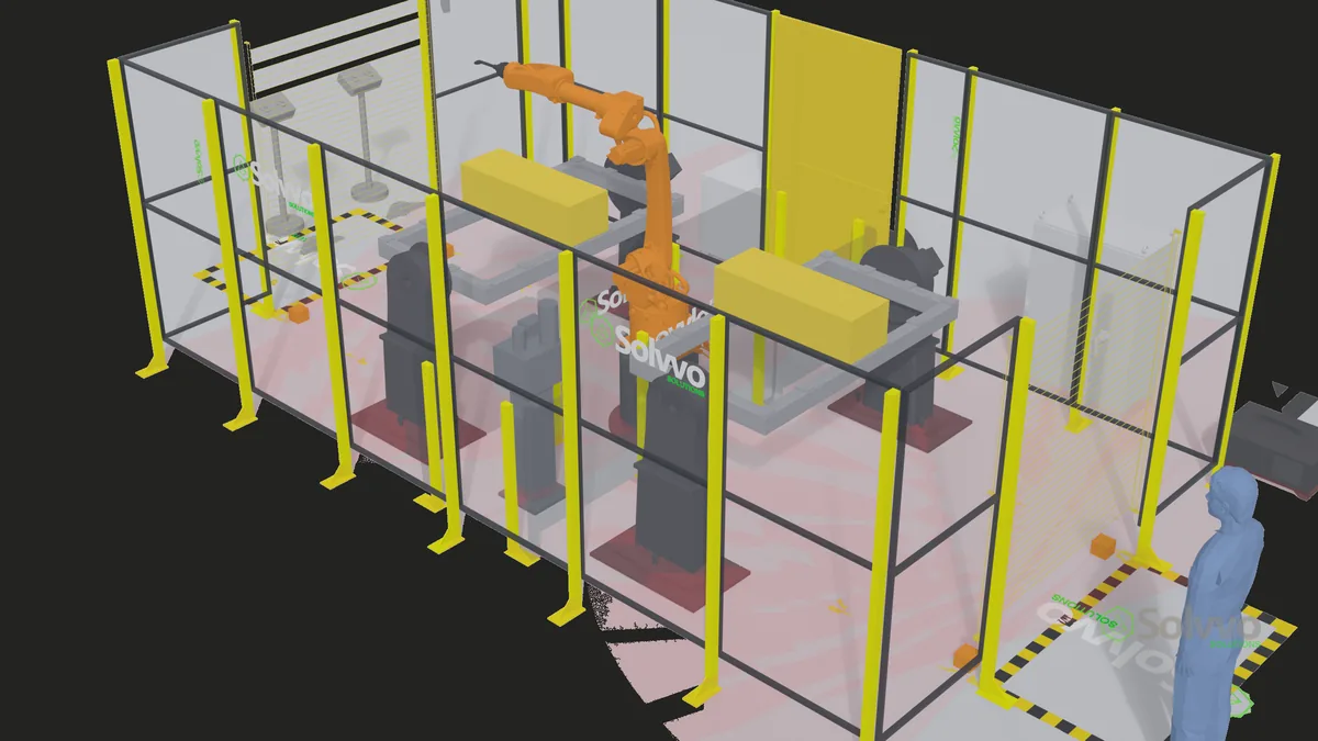 Arquitetura de célula robotizada: Célula H — duas estações